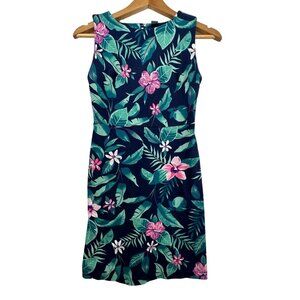 Old Navy Sheath Dress XS Navy Floral Tropical Aloha Cruise Resort Beachy Stretch